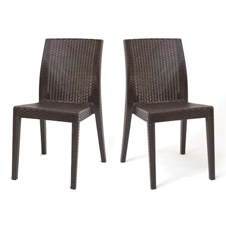 Rainbow Outdoor Siena Set of 2 Stackable Side chair-Brown RBO-SIENA-BRW-SC-SET2